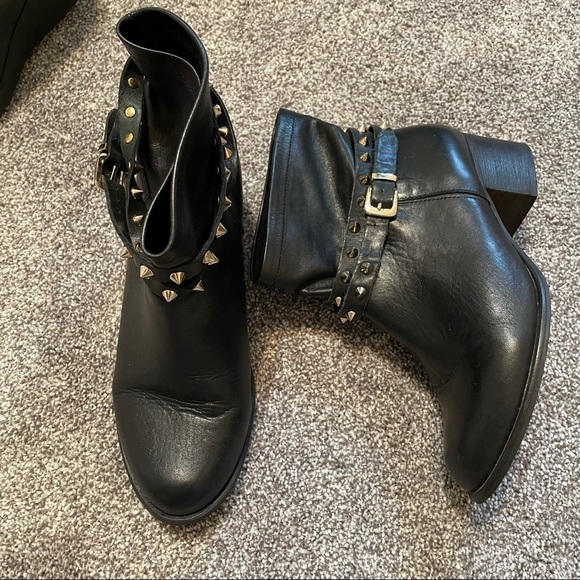 Matisse Rocker Leather Studded Strap Booties - Picture 1 of 10